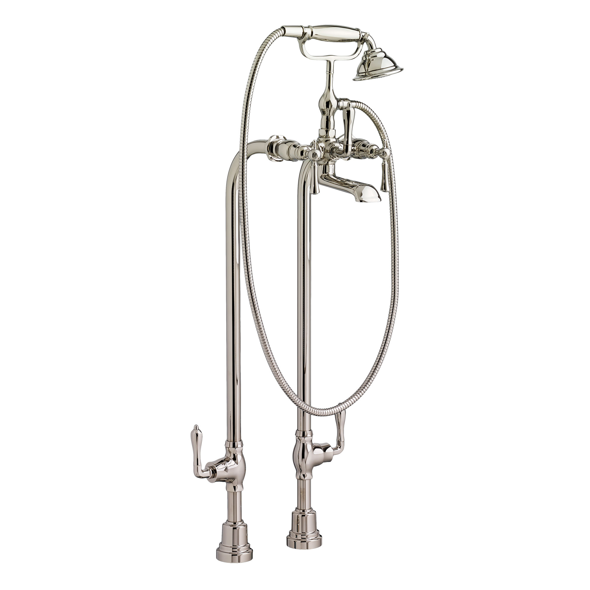 Transitional Floor-Mounted Bathtub Faucet With Randall Lever Handles
